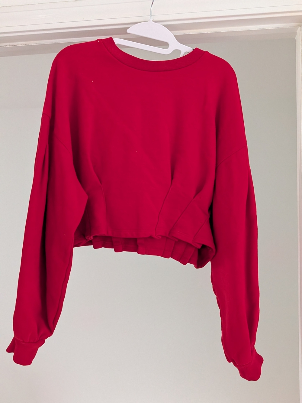 Anthropologie Red Cropped Sweatshirt